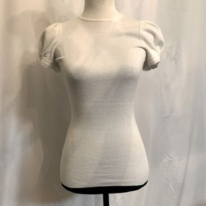 Cream mock neck short sleeve sweater